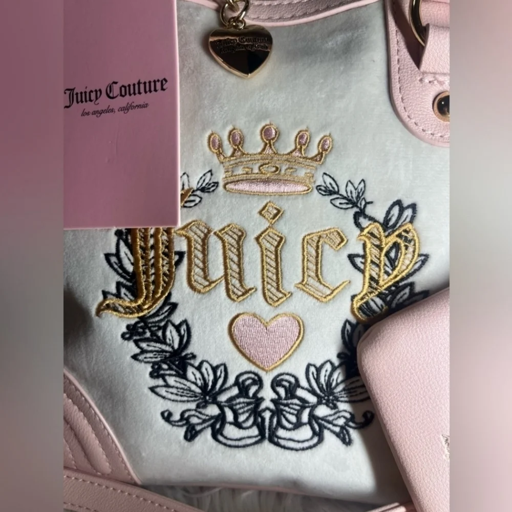 💕▪️Juicy Couture▪️ Crystal Pink Clay Velour Heritage Dome Satchel